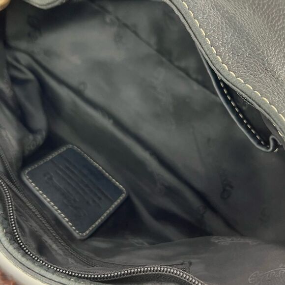 Fossil Black Pebbled Leather Purse with Brown Braided  Handles - Picture 5 of 10